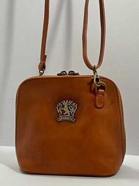 PRATESI FIRENZA LEATHER CROSSBODY COGNAC MADE IN ITALY